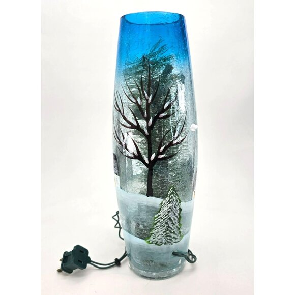 Kirklands Pre-Lit Snowman Hand-Painted Glass Vase Decorative Accent Winter vl800 - Picture 4 of 9